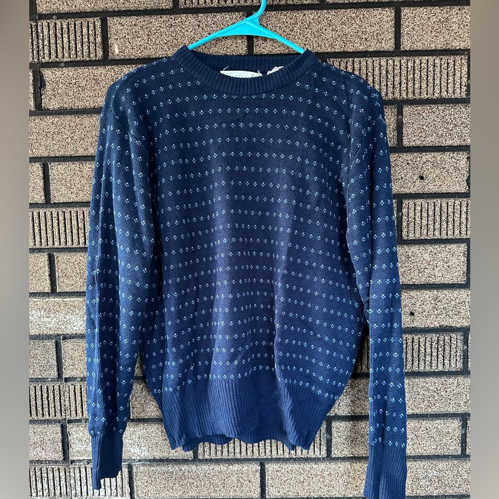 Jason Maxwell Vintage Women’s Knit Sweater Navy Blue Patterned Small
